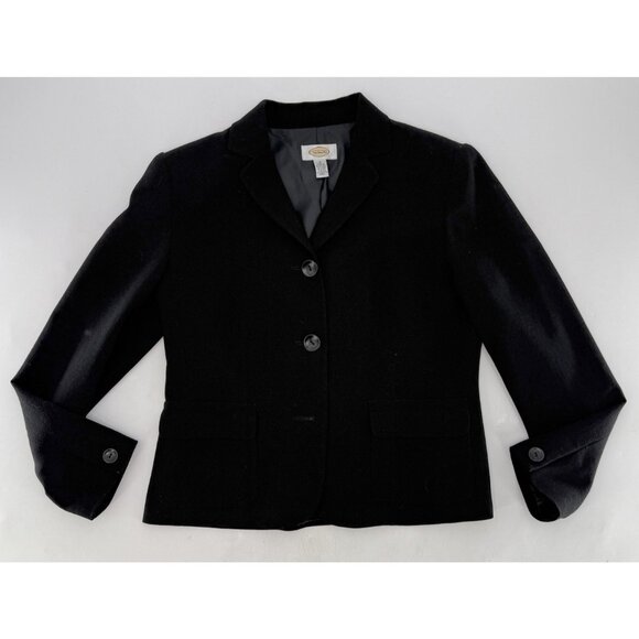 Talbots Black Wool Blazer Three Button  Jacket Sz 6 Career Professional USA - Picture 3 of 10